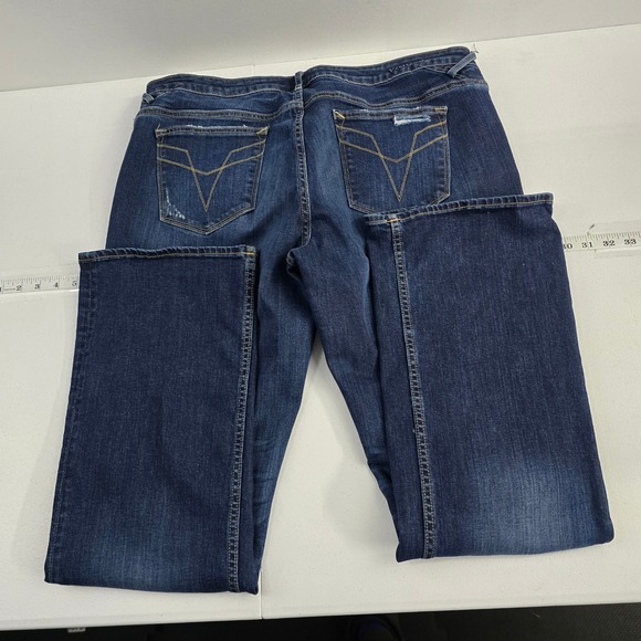 Vigoss‎ The Chelsea Slim Boot Size 16 Length 33 Dark Wash Distressed Jeans - Picture 2 of 11